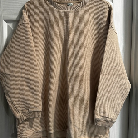 aerie Tops - Aerie Pink/Beige Oversized Crewneck